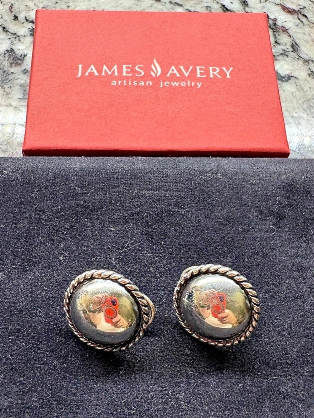 Retired James Avery Sterling Silver Rope Dome French Clip Earrings